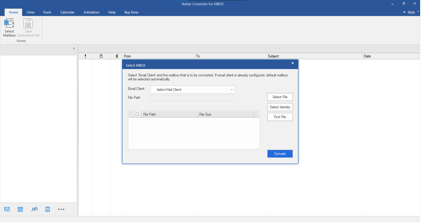 Select MBOX window will